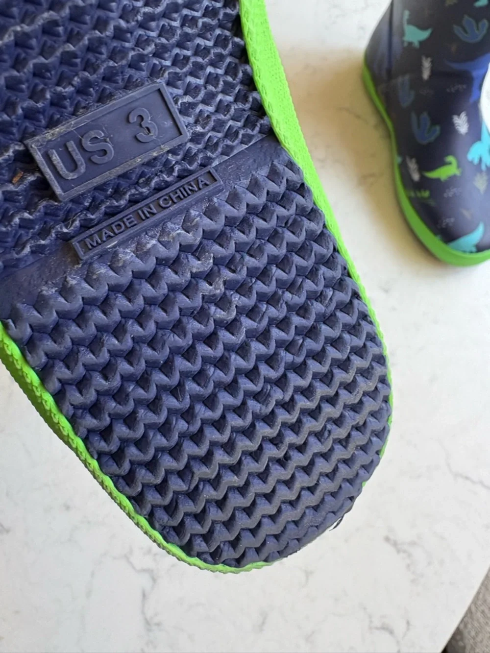 Kids Navy & Green Dinosaur Hunter Rain Boots